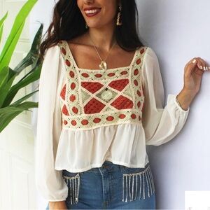Wicked Af crochet square neck crop top size L